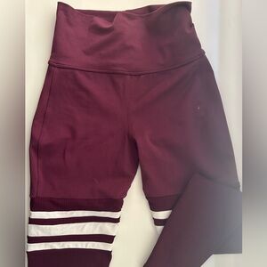 Bombshell Sportswear thigh high Burgundy and White Leggings